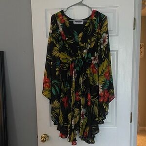 Meghan LA Black Dress with White Logo Label